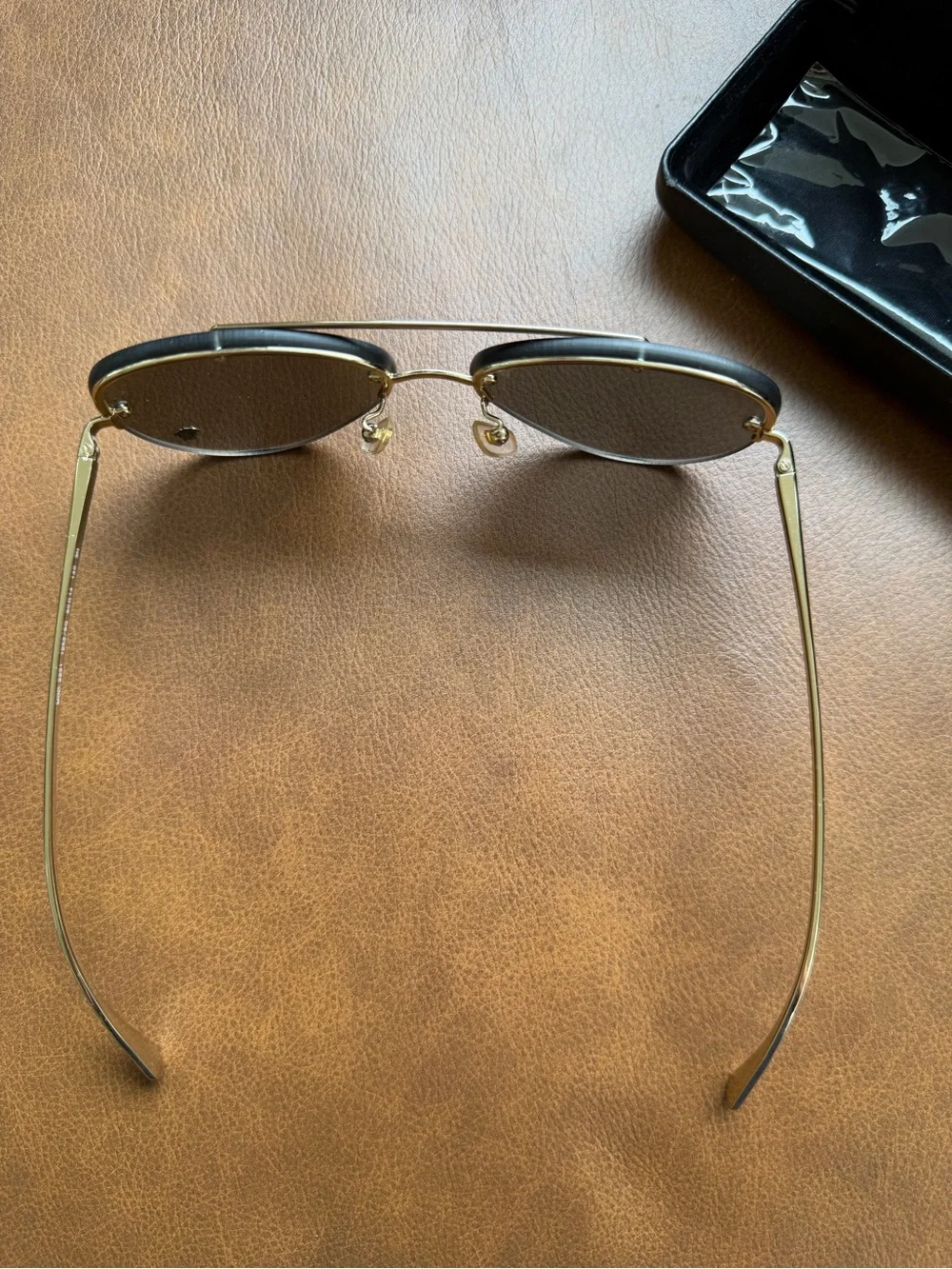 Versace VE2231 Black and Gold Medusa Rimless Aviator Sunglasses with Case